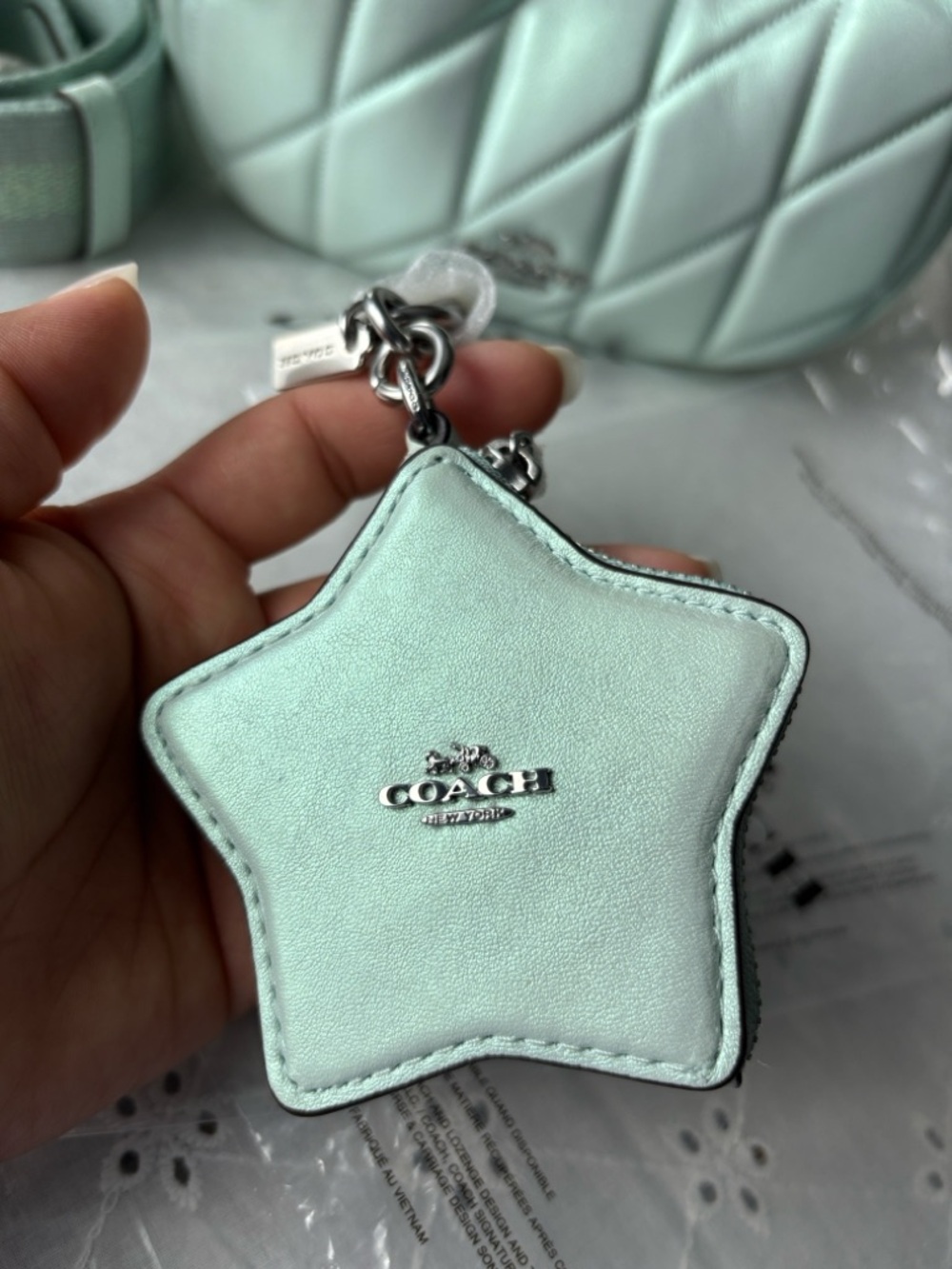 Coach Mint Green Star Charm Coin Pouch